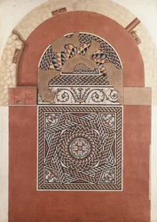 Römisches Mosaikpflaster gefunden in Bucklersbury, 1869